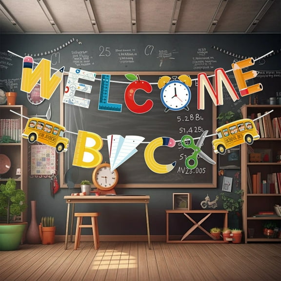 Kumdkd Pull Flag Banner Kit – 13-Piece Glitter Classroom Decorations, Reusable Welcome Party Supplies for Teachers, DIY Wall Hanging (Multicolor, Easy Assembly)