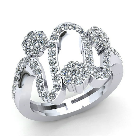1ctw Round Cut Diamond Ladies Flower Wavy Anniversary Wedding Band Solid 10K Rose, White or Yellow Gold GH I1-I2