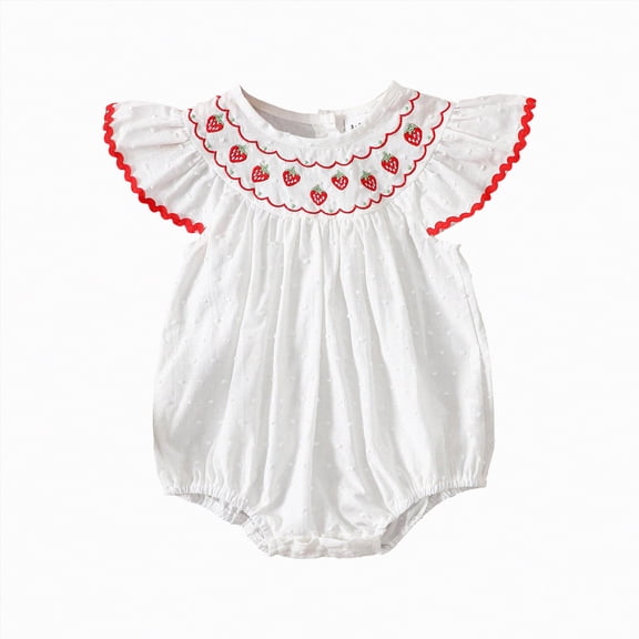 TOWED22 Newborn Infant Baby Girl Romper Ribbed Knit Sleeveless Spaghetti Strap One Piece Jumpsuit Bodysuit Summer Clothes White,3-6 M