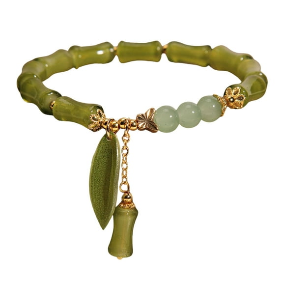 FengShui Beads Natural Green Aventurine Jade Stones Lucky Money Bag Pendant Charm Stretch Beaded Bracelets for Women, Christmas New Year Birthday Gifts