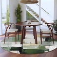thumbnail image 4 of Abstract Graffiti Round Area&nbsp;Rug 8ft Green Beige Geometric Wash Non-Slip&nbsp;Washable Circle Rugs Soft Felt Indoor Floor Mat for Bedroom Kitchen Living Room Bathroom, 4 of 9