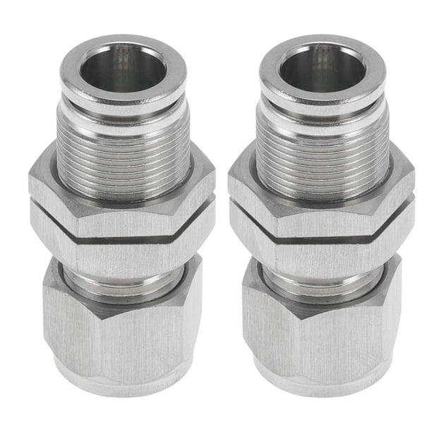 Conectores de aire de empuje únicos Bargains 3/8" Conector rápido de línea de aire por compresión acero inoxidable 304 2 piezas tono plateado