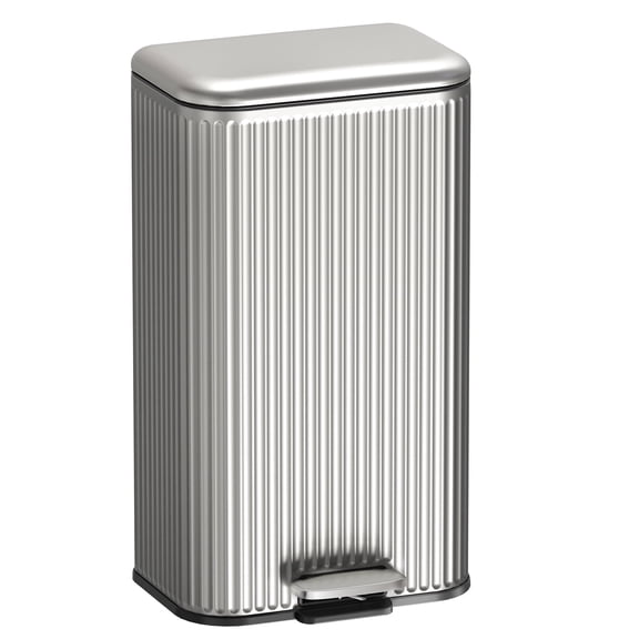 Arlopu Kitchen Trash Can, 8 Gallon Stainless Steel Step Garbage Bin with Soft Close Lid, Silver