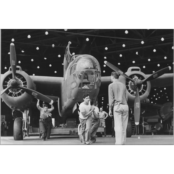 24"x36" Gallery Poster, A Douglas A 20 attack bomber leaves the assembly line at the Long Beach, Calif., plant for transfer to the flight