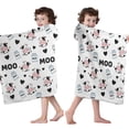 thumbnail image 4 of White Cow Moo Milk Pattern Hooded Bath Towel，50"x30" for Ages 3 To 12 Kids, Quick Dry Lightweight Soft Microfiber Hood Beach Towel Cover Up for Kids, 4 of 7