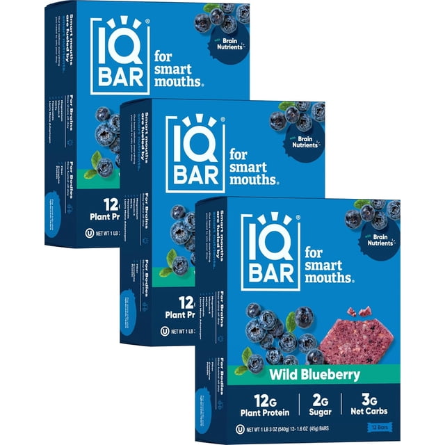 Brain and Body Plant Protein Bars - Chocolate Lovers Variety - 12-Count Low Carb - Gluten Free, High Fiber, Vegan Snacks - Low Sugar Meal Replacement