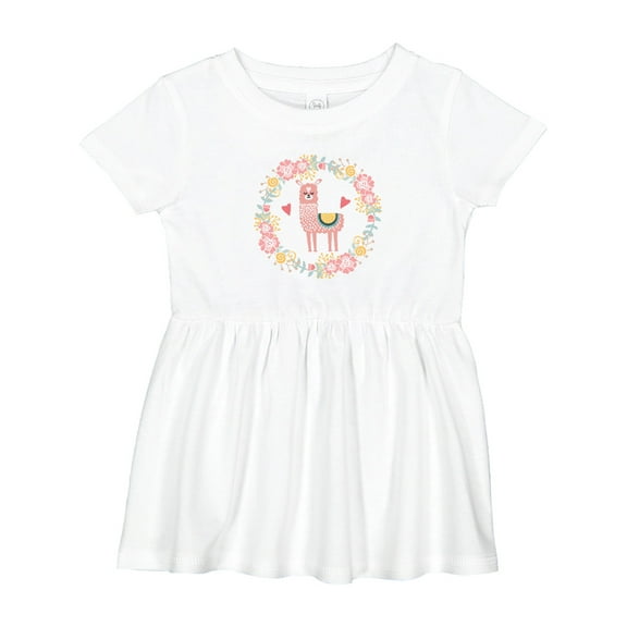 Inktastic Llama Rose Flower Wreath Girls Baby Dress