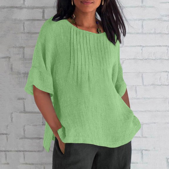 3/4 Sleeve White Tshirt Women Summer Blouse Plus Womens Summer Tops V Neck Work Oversized Tops for Women Loose Fit