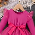 thumbnail image 5 of Girls Tulle Dress with Bow, Princess Party Dress with Long Sleeves, Children's Bow Waist Dress for Birthday Flower Girl and Special Occasions, Age 1-8 Years Hot Pink 100, 5 of 5