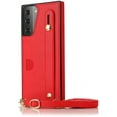 thumbnail image 5 of case for Samsung Galaxy S21 Wallet Case, Removable Adjustable Leather Strap Crossbody Card Holders Case Neck Strap Lanyard Purse Shoulder Strap w/Kickstand Purse Case for Samsung Galaxy S21 5G KB Red, 5 of 14