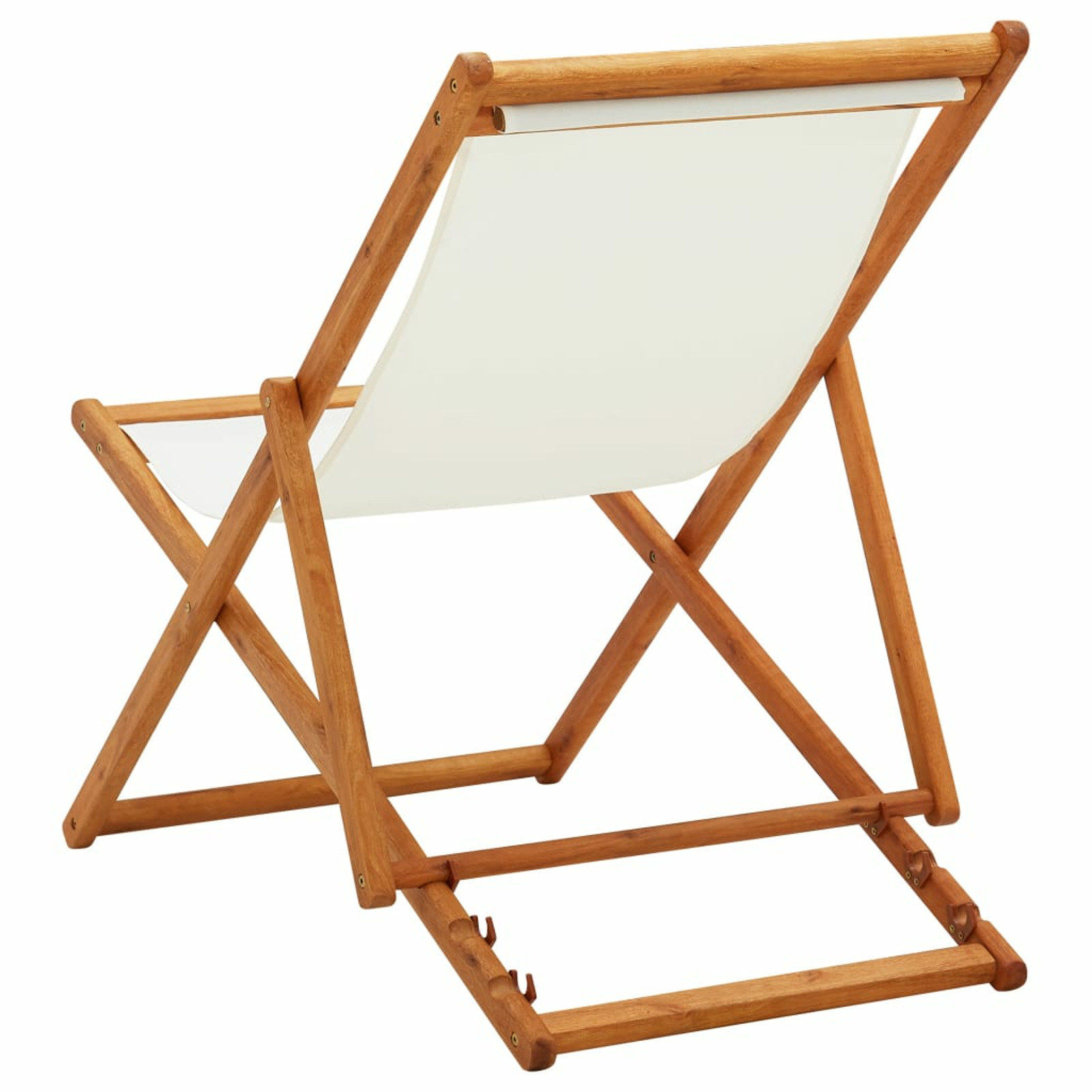 Suzicca Folding Beach Chair Eucalyptus Wood and Fabric White - image 3 of 6
