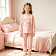 thumbnail image 2 of SJLDQY Girls' Pajama Sets Long Sleeve Bow Shirts Pants 2 Piece Pjs Sets Casual Sleepwear Comfy Loungewear, 2 of 4