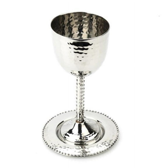 Classic Touch  Kiddush Goblet on Tray - Beaded Design