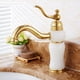 thumbnail image 2 of Grifo monomando para lavabo de baño vintage de mármol dorado 8, 2 of 9
