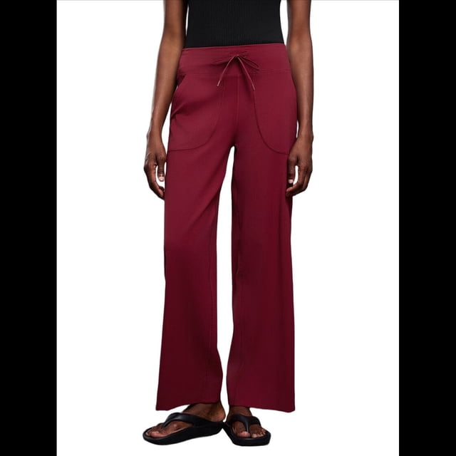 Pantalones Anchos y Cómodos para Mujer, con Bolsillos Grandes, para Fitness, Yoga y Deportes Casuales. Rojo XXL