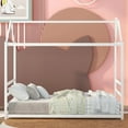 thumbnail image 2 of Bellemave Twin Size House Bed, Metal Montessori Floor Beds with Headboard and Footboard, Toddler Twin Bed Frame for Kids Girls Boys（White), 2 of 8