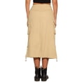 thumbnail image 3 of Falda de mezclilla cargo para mujer INSPIRE CHIC, con cordón, de cintura alta, maxi, color caqui claro, talla M, 3 of 6