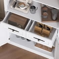 thumbnail image 4 of PUFFCAFE Bookcase with Doors & Drawers,Wood Book Shelf with Storage Cabinet,3 Tier Display Shelves,Metal Handles,White Tall Book Case, 4 of 7
