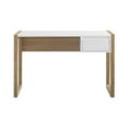 thumbnail image 4 of Walker Edison Fluted Drawer Writing Laptop Desk, 46 Inch, White/English Oak, 4 of 5