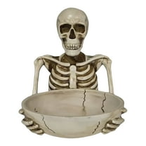 Skeleton Candy Bowl Holder – Gothic Punk Skull Decorative Tray for Halloween Party, Creepy Skeleton Figurine Snack Dish, Unique Resin Skull Head Storage Bowl for Keys, Candy, Fruit & Home Table Decor