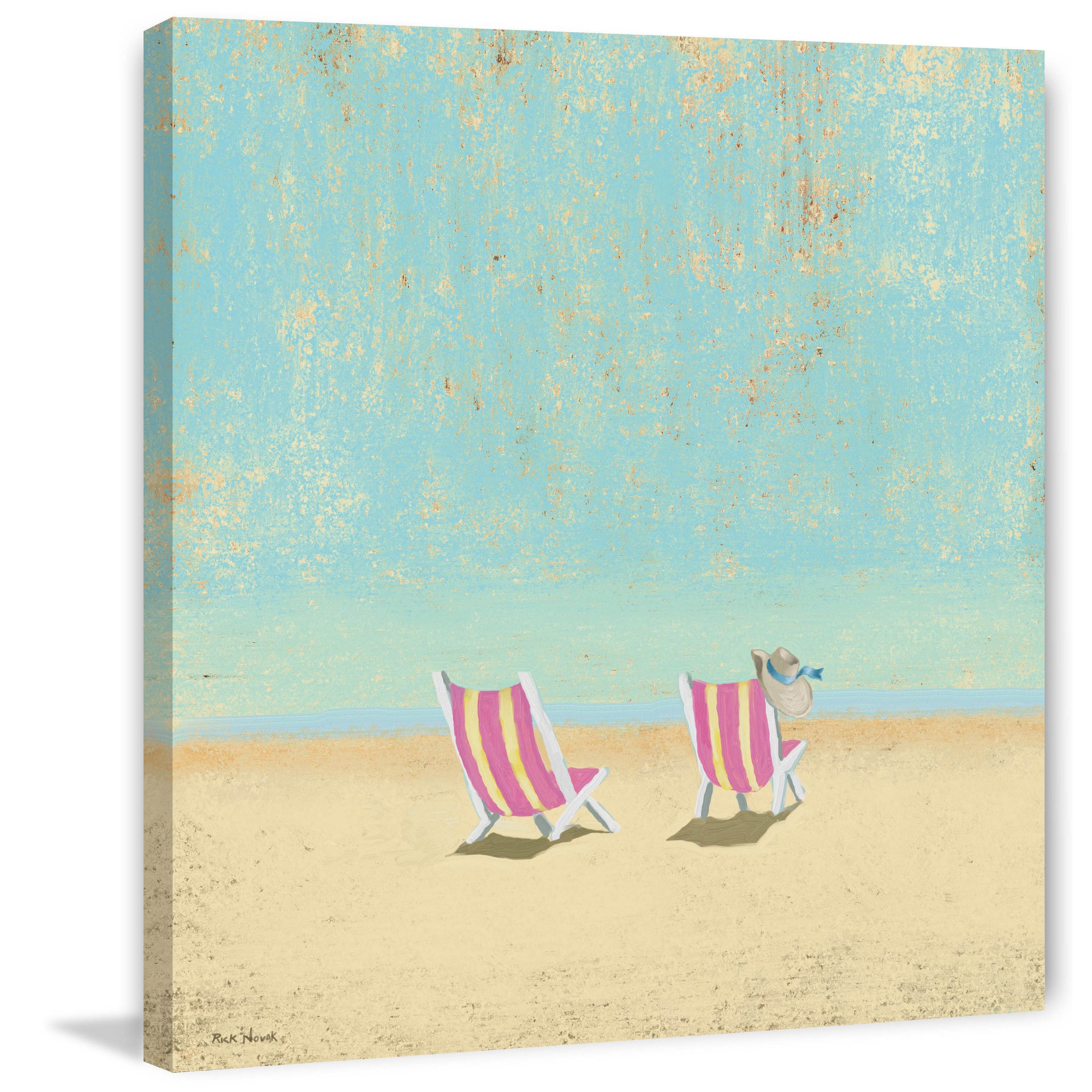 Marmont Hill "Pink Chairs" by Rick Novak Painting Print on Wrapped Canvas