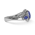 thumbnail image 5 of Sterling Silver Blue Lapis Gemstone 3-Stone Leaf Design Ring, Sizes 5 to 10, 5 of 8