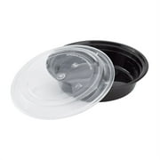 Karat [150 Pack - 24oz] Reusable Microwavable Meal Prep Containers with Lids | Black Round Plastic Food Containers (IM-FC4024B)