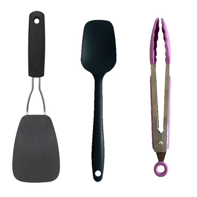 Cubiertos de 3 piezas, utensilios de cocina antiadherentes, espátula para crema, espátula de nailon, clips para alimentos