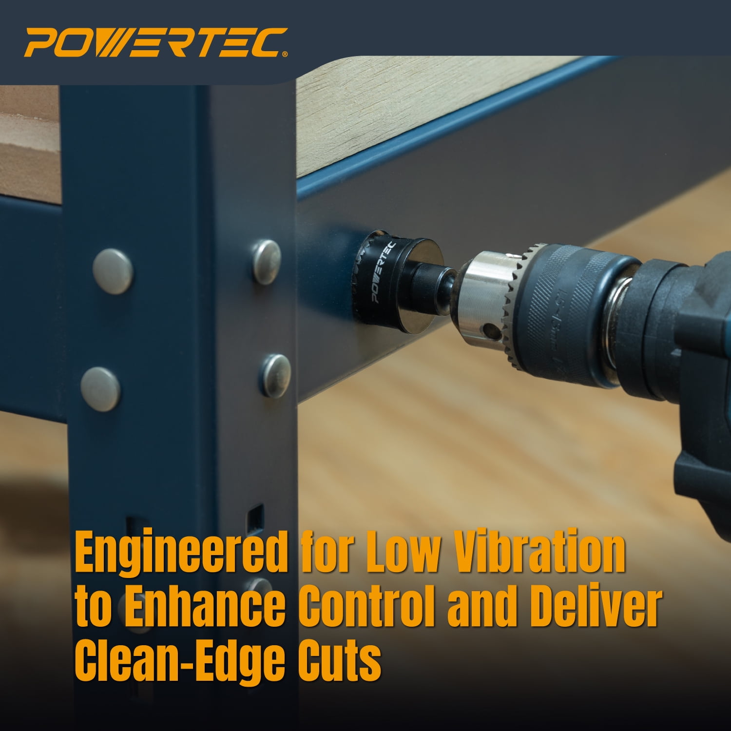 POWERTEC 3pcs Impact Hole Saw Set for Metal & Wood - Includes 7/8", 1-1/8", 1-3/8" M42 High Speed Steel Blade, High Carbon Steel Body, 1/4" Hex Shank for Impact Drivers & Drills (14910N)