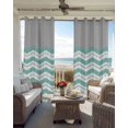 thumbnail image 4 of Turquoise Chevron Blackout Curtains, Light Blocking Print Window Curtains, Geometric Grey Wavy Striped White Thermal Insulated Window Drapes for Living Room Kitchen Cafe 2 Panels, 84"W x 63"L, 4 of 9