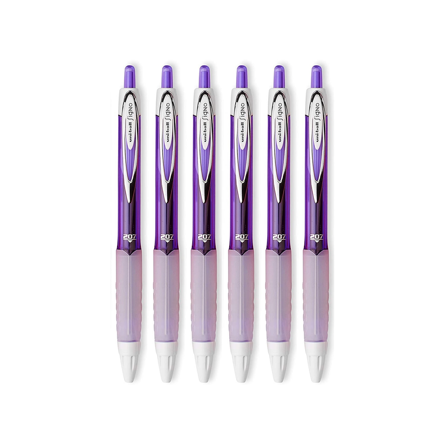 Uni-ball Signo 207 - Penne in gel retrattile, punta media, 0,7 mm, inchiostro viola, 12 pezzi