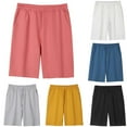 thumbnail image 1 of HVOBTTY Shorts Cargo de Sport d'Été pour Enfants, Décontractés, Couleur Unie, Taille à Cordon, Légers et Amples, avec Poches, Jaune, 11-12 Ans, 1 of 4