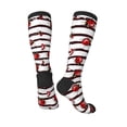 thumbnail image 4 of Easygdp Ladybugs on Black and White Striped1 Soccer Socks Sport Knee High Socks Calf Compression Athletic Socks for Men and Women, 4 of 9
