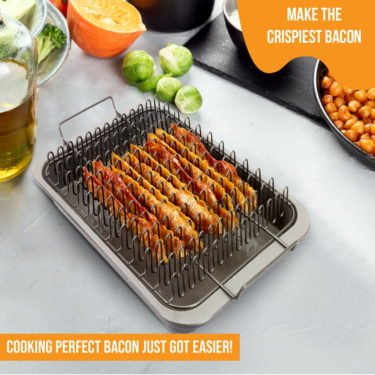 Eazy Mealz Bacon Rack & Tray 2-pc Set, Rack and Grease Catcher