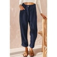 thumbnail image 4 of Pants for Women Casual High Waisted Straight Leg Pants Loose Comfy Trousers with Pockets Navy Blue S, 4 of 6