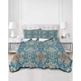 thumbnail image 3 of Teal Yellow Full Size Down Alternative Comforter, Lightweight Comforter Quilt Bedding Set with Pillow Shams Modern Luxurious Geometric Abstract Art All Seasons Bed Comforter Duvet Insert 78"x90", 3 of 7