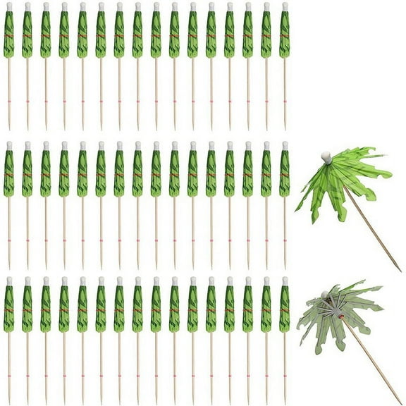 50Pcs Umbrellas for Drinks, Coconut Palm Tree Umbrella Toothpicks, Tropical Decorations Cupcake