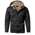 thumbnail image 6 of hopeusince Men's Winter Warm Hooded Shirt Jacket Corduroy Coats Fleece Jackets with Pockets Black L, 6 of 8