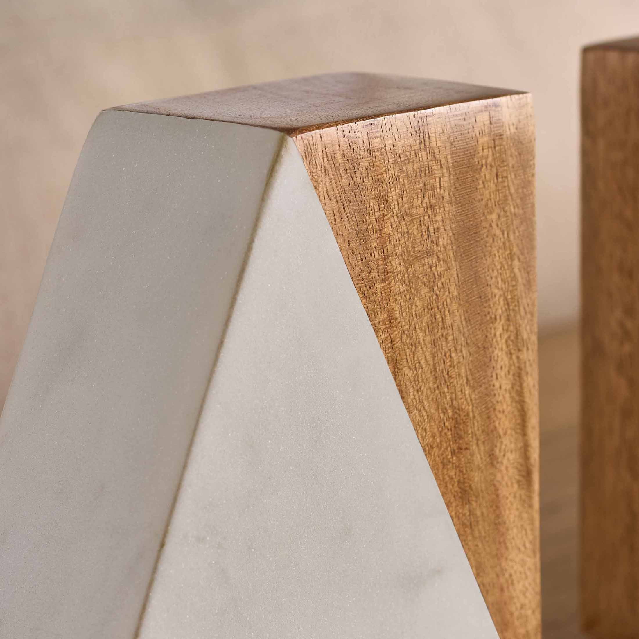 Better Homes & Gardens Wood and Marble Bookends, 1.77" x 4.56"