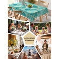 thumbnail image 5 of Teal Geometric Table Cloth, Modern Morocco Abstract Art Waterproof Tablecloth for Square Tables, Reusable Washable Fabric Table Cover for Restaurant Kitchen Dining Tables 60"x60", 5 of 6