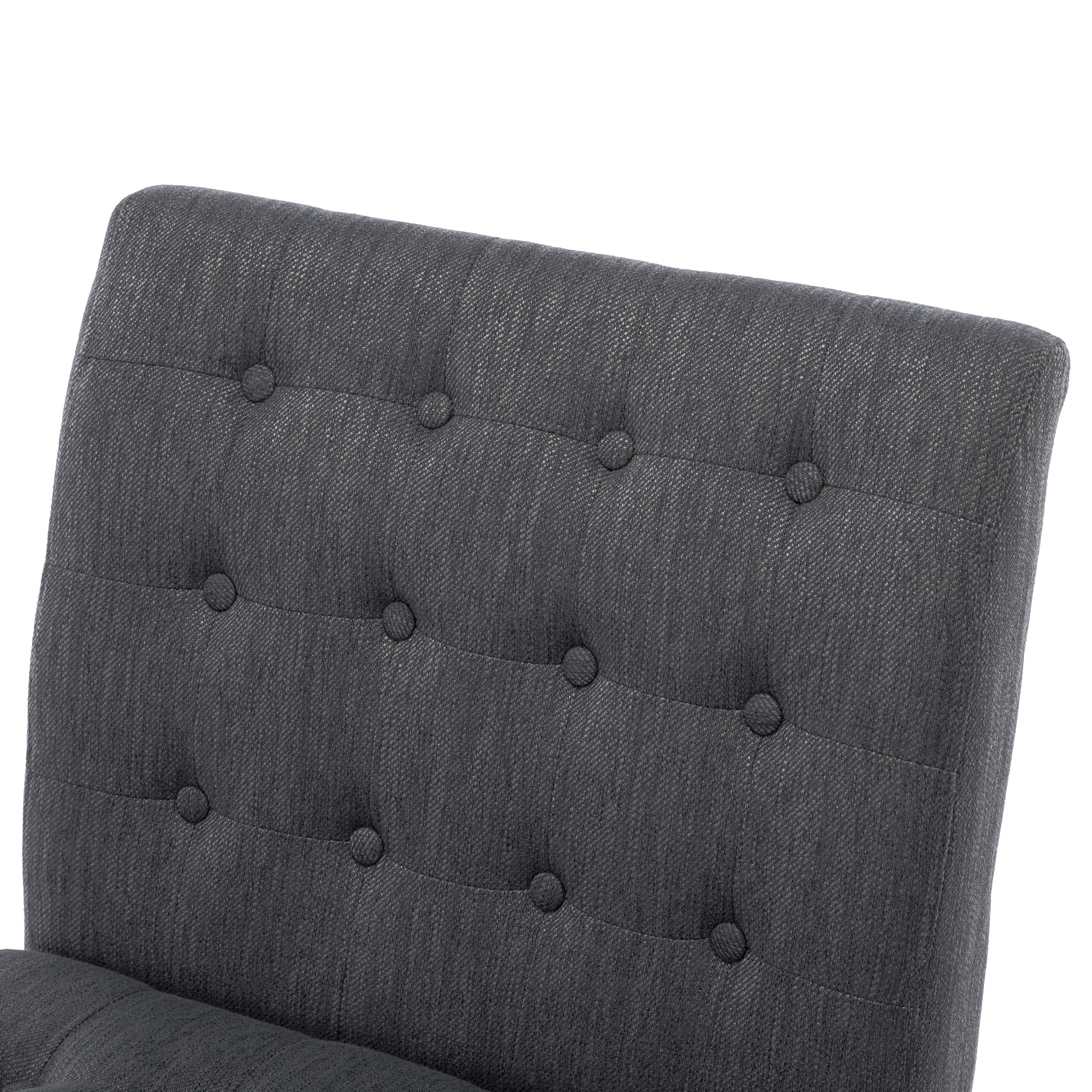 Noble House Loverin Fabric Tufted Slipper Chairs, Set of 2, Charcoal and Matte Black