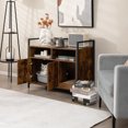 thumbnail image 6 of Demi Bonn 35" Hidden Cat Litter Box Enclosure Furniture, Cat Washroom with Cat Scratcher, 2-Door Cat House, Metal Frame, Wooden Litter Box Furniture, Brown, 6 of 8