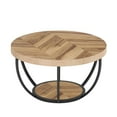 thumbnail image 2 of Barara King Wooden Coffee Table, 2-Tier Round Central Cocktail Table with Shelves,Natural, 2 of 5