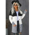 thumbnail image 3 of Women's Cable Knit Long Sleeve Sweater Button Open Front Cardigan Loose Outerwear with Pocket, 3 of 7