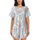 thumbnail image 1 of Balery Cute Rabbit And Heart Conjunto de Pijama para Mujer con Estampado, Dos Piezas de Manga Corta y Shorts, Ropa de Dormir Suave con Cuello Redondo y Bolsillos-Small, 1 of 6