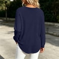 thumbnail image 6 of hoksml Women's V Neck Henley Long Sleeve T Shirt, 3 Button Front Curved Hem Casual Blouse, Loose Fit Basic Top Solid Colors, 6 of 6