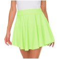 thumbnail image 3 of Women Casual Mini Stretch Waist Flared Plain Pleated Skater Skirt (Medium, Black), 3 of 7