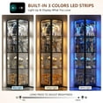 thumbnail image 3 of VKCC 68.9" Tall Corner Display Cabinet with Glass Doors, LED Modern Curio Showcase for Living Room, Black, 3 of 11