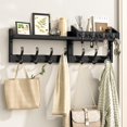 thumbnail image 1 of Evermagin Perchero de pared de 29 pulgadas con estante 4 en 1 Perchero de pared y colgador de llaves con 11 ganchos Porta llaves de entrada con soporte para correo para sala de estar dormitorio negro, 1 of 6
