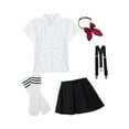 thumbnail image 3 of Yruioon Japanese School Girls Uniform Sailor Dress Shirts Skirt with Socks Set Choir Chorus Anime ype B Black 120, 3 of 7